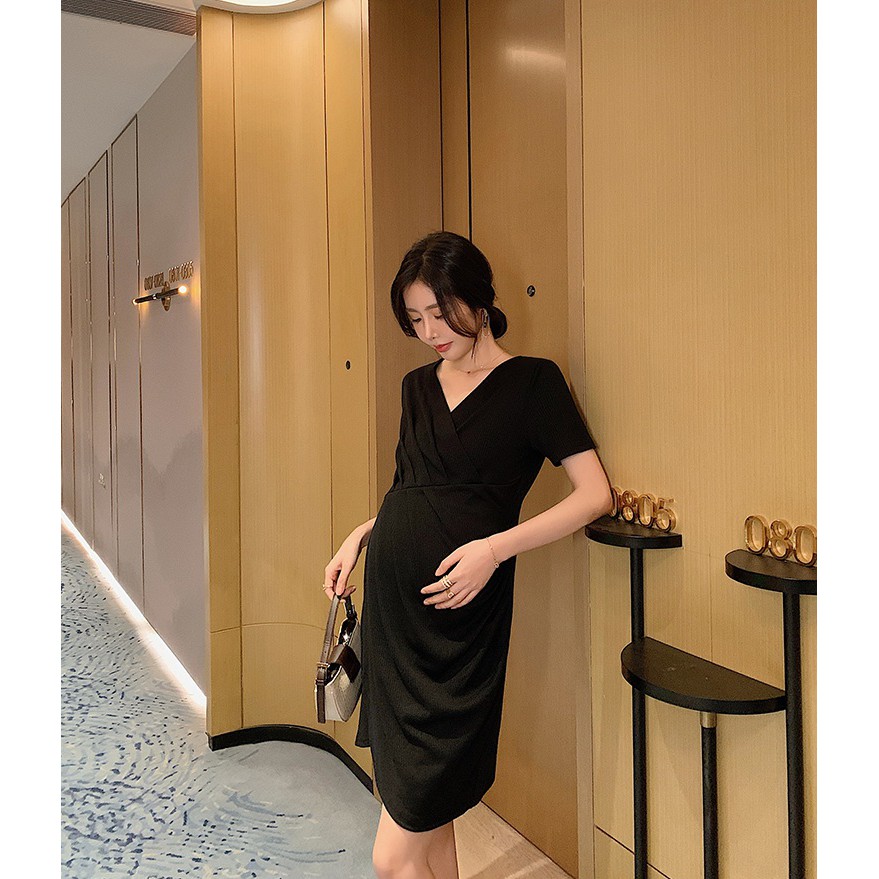 [ BIGSIZE 85kg ] VÁY ĐẦM BẦU THIẾT KẾ DỰ TIỆC CÔNG SỞ MÙA HÈ VẠT CHÉO CHO BÉ TI