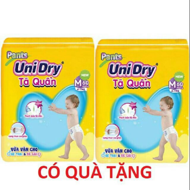 ( Tặng 1 ly giữ nhiệt) Combo 2 tã quần Unidry M60/L54/XL48/XXL44