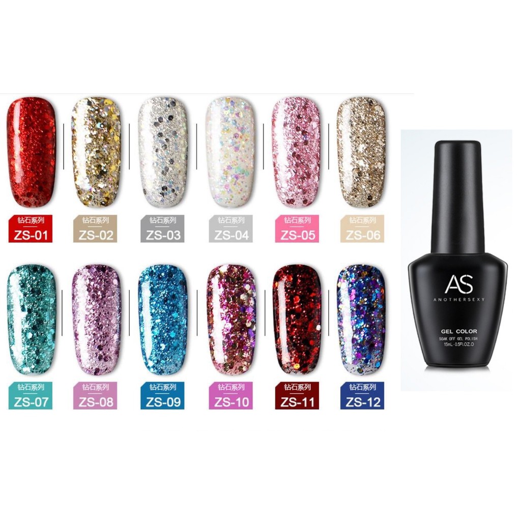 Sơn Gel AS Chai Đen Kim Tuyến 15ml Mã ZS