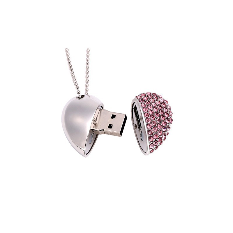 USB 2.0 512GB hình trái tim đính pha lê