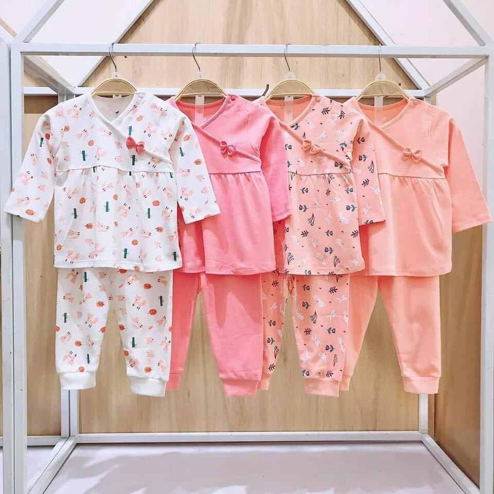 Bộ dài tay Lullaby cotton dày cho bé gái quần áo thu đông cho bé