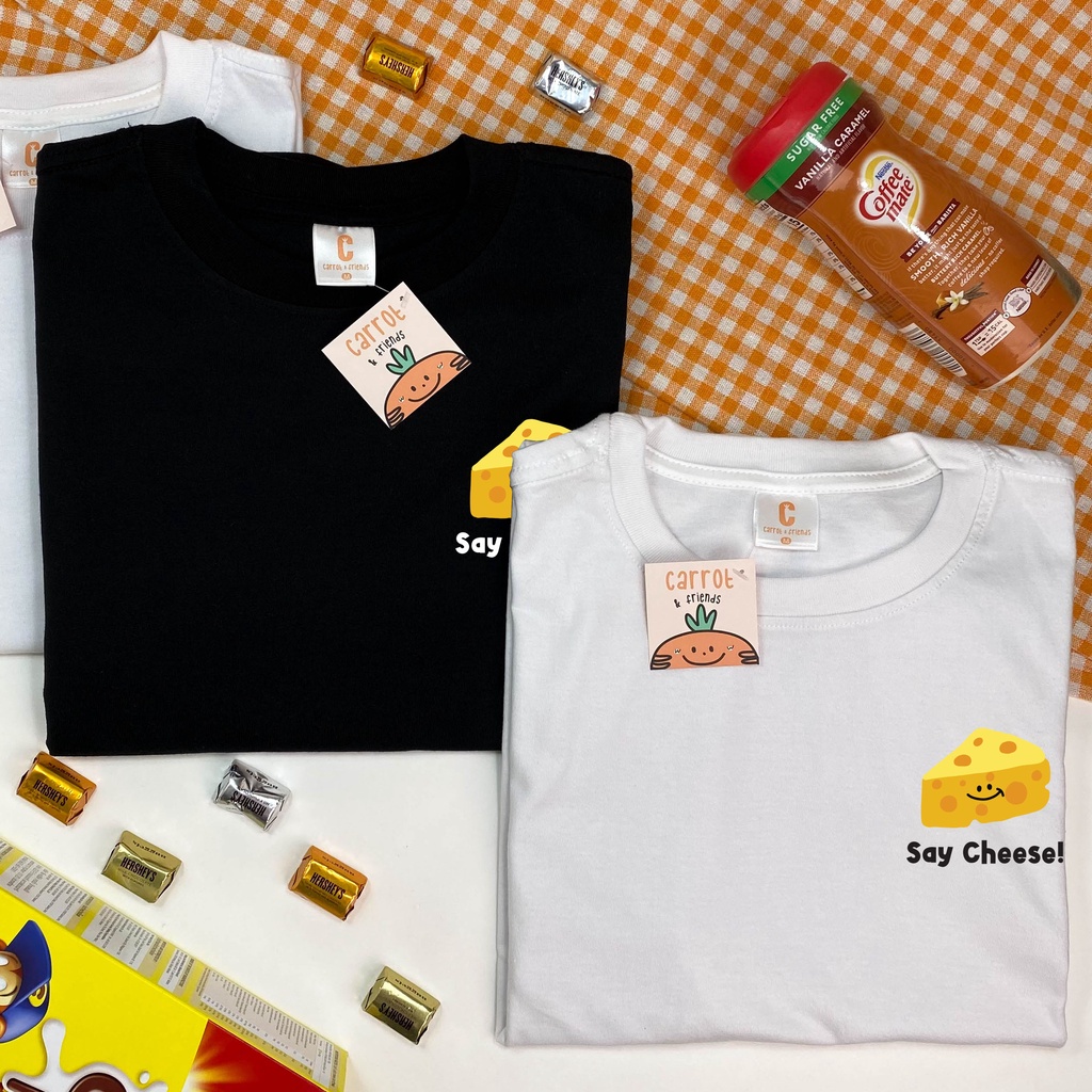 Áo thun Unisex SAY CHEESE vải cotton oversize tay lỡ form rộng