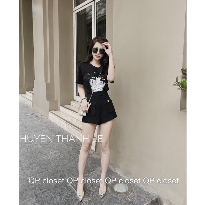 Quần short túi hộp cúc đồng