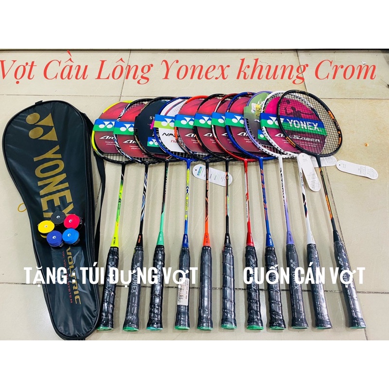 (TẶNG KÈM 3 MÓN )Vợt Cầu Lông Khung Crom Siêu Nhẹ ,Đẹp