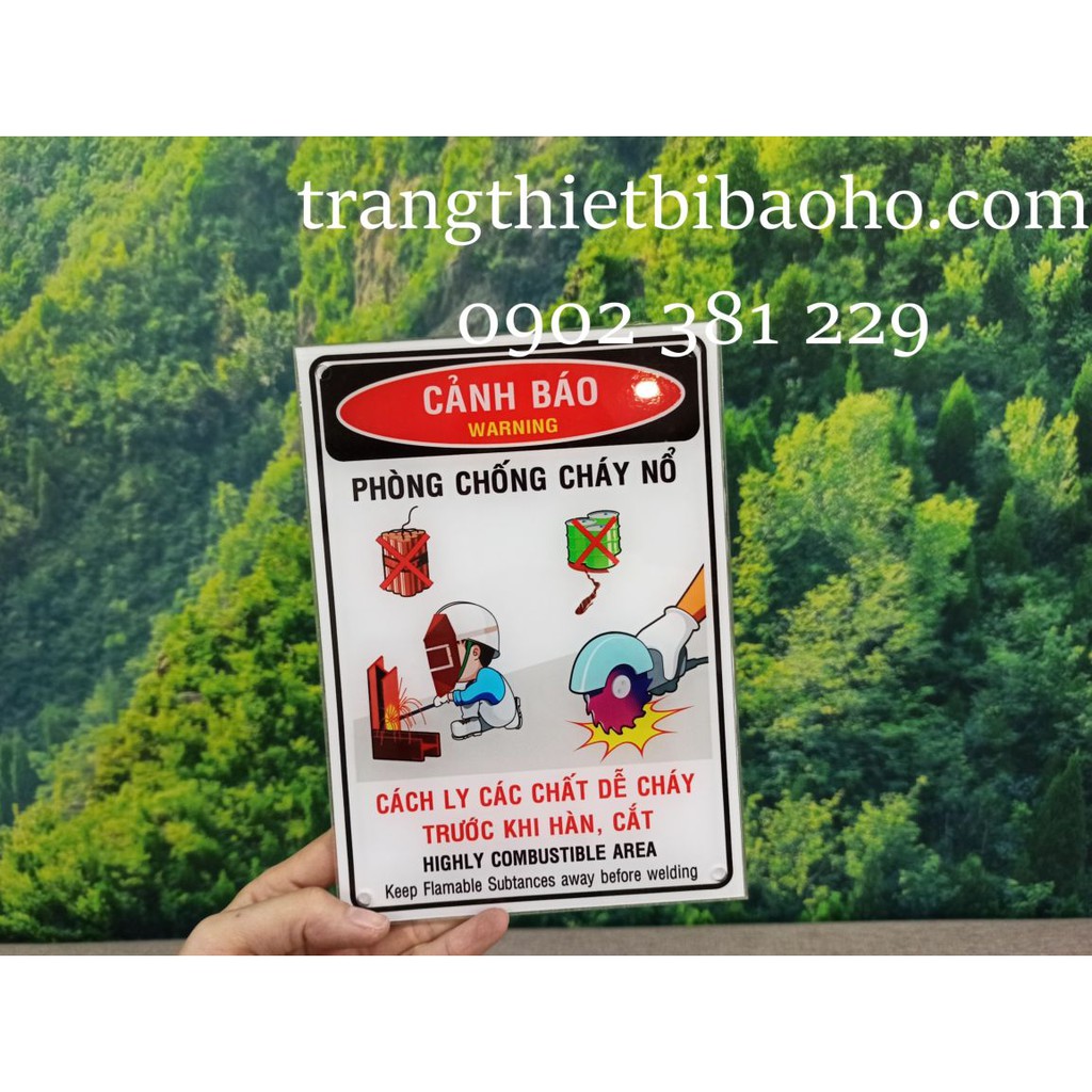 Biển cảnh báo mica Phòng Chống Cháy Nổ kích thước 15 x 21cm