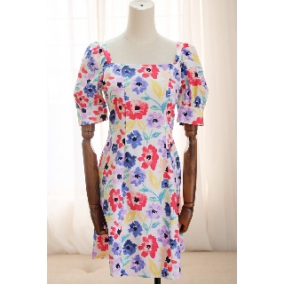 Ceci cela - đầm floral cổ vuông họa tiết hoa