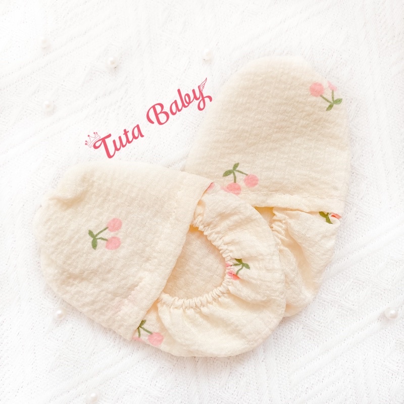 Bodysuit Cho Bé Cherry Hồng Dài Tay Kèm Mũ, Bao Chân, Không Kèm Hộp