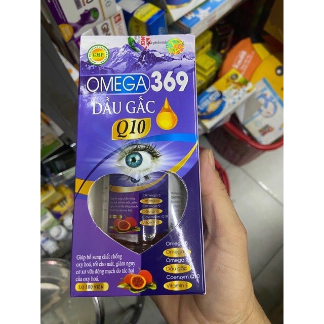 Omega 369 dầu gấc Q10 chứa dầu cá, dầu gấc, bổ sung vitamin làm đẹp da, chống lão hóa, giảm nhức mắt,mỏi mắt