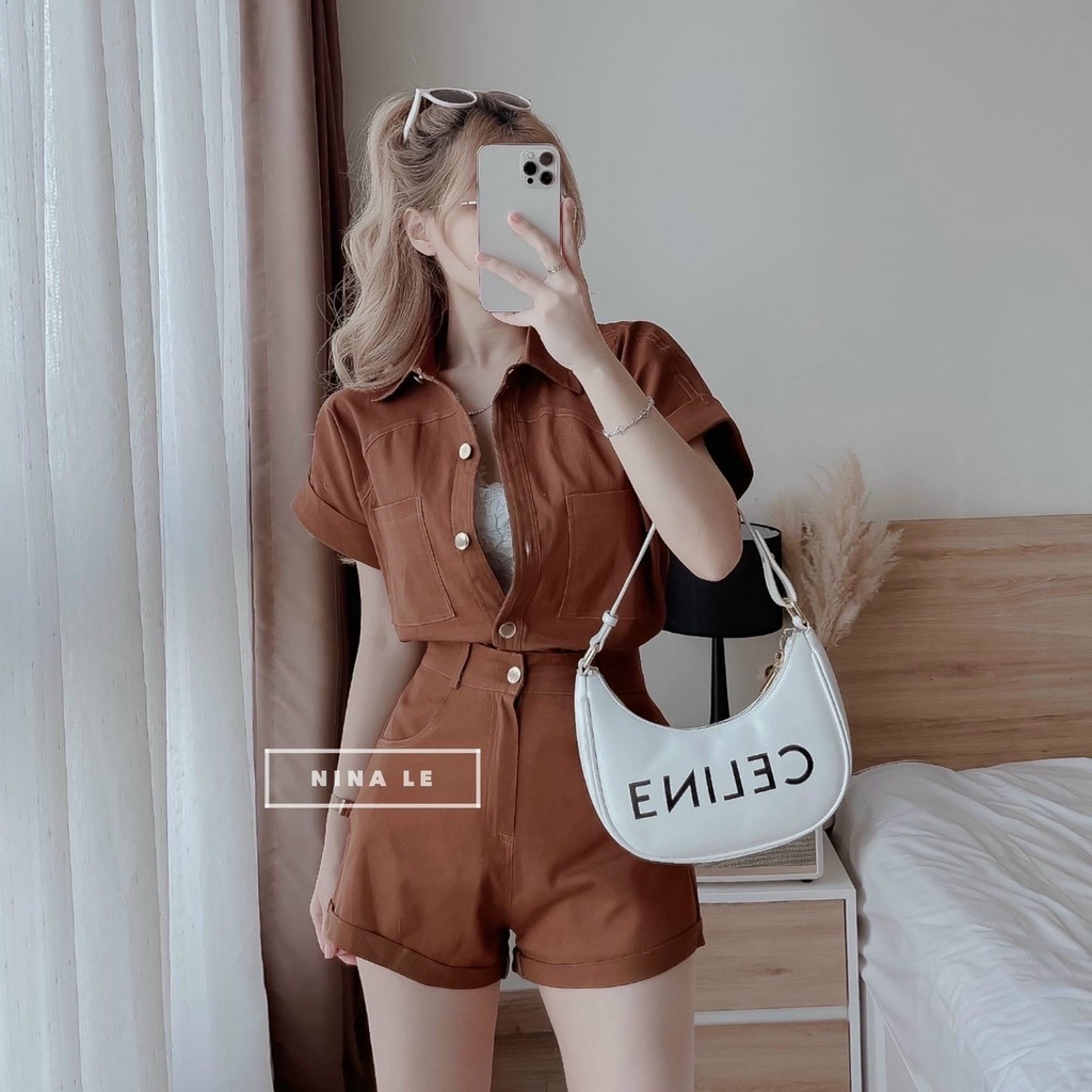 Set bộ đồ nữ áo tay ngắn phối quần đùi ống đứng cùng tone cá tính, xinh xắn dành cho các nàng đi chơi, đi biển
