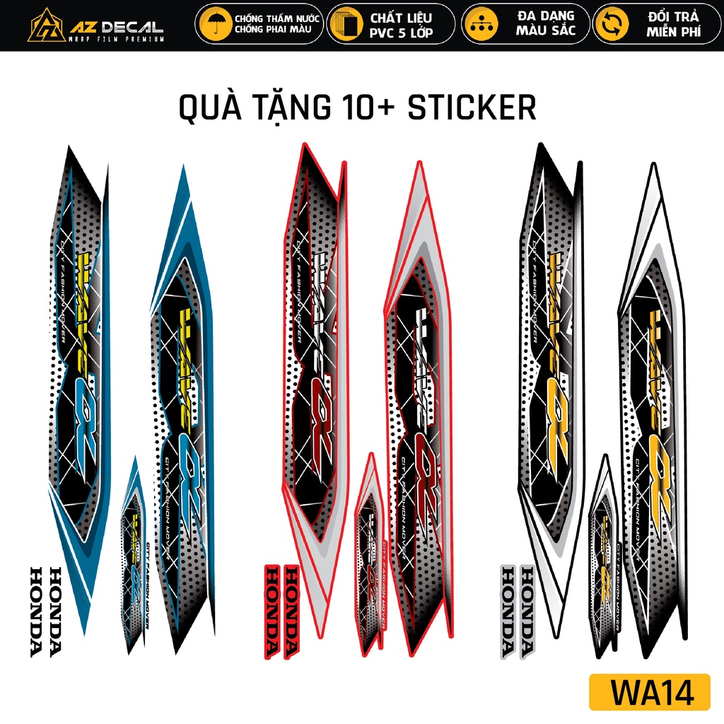 Tem Chế Wave A Mẫu Hoạ Tiết Cách Điệu | WA14 | Tem Rời Chất Liệu Decal PVC Chống Nước, Dễ Dán Cho Xe 100cc &amp;110cc