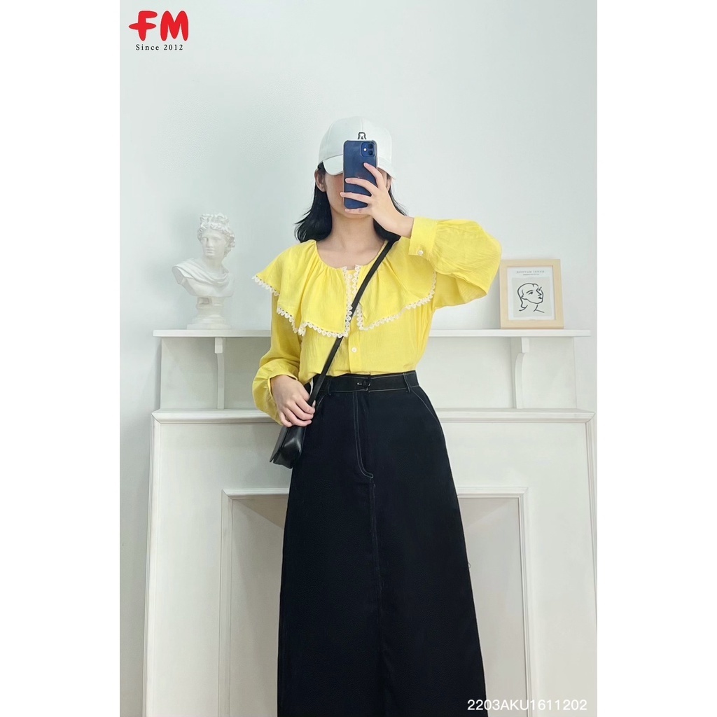 Áo kiểu nữ hàn quốc FM Style bánh bèo cổ viền ren tay bo phồng siêu xinh thời trang nữ tính nhẹ nhàng 204170007