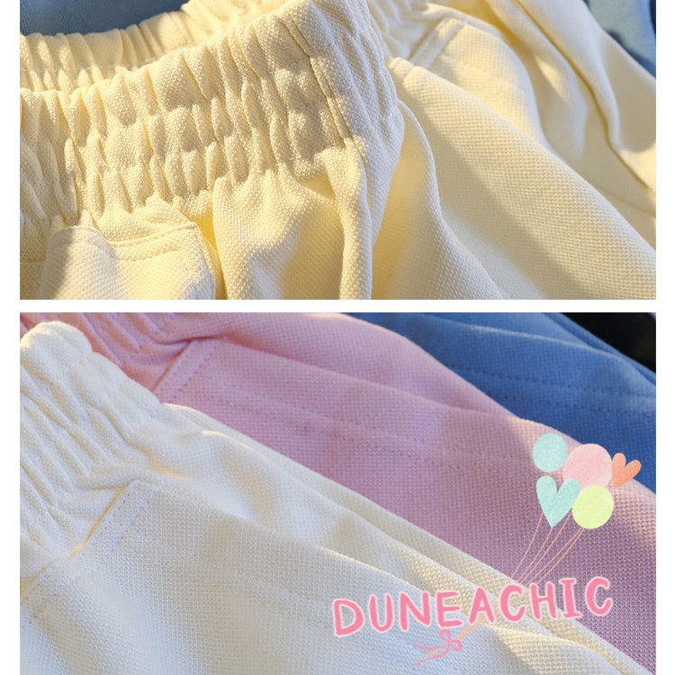 DUNEA Quần Short Dáng Rộng Màu Trơn Phối Túi Thời Trang Mùa Hè Cho Nữ