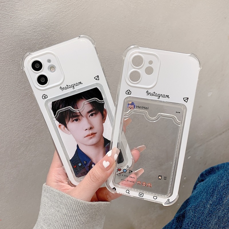 Ốp Điện Thoại Silicon Mềm Trong Suốt Chống Sốc Có Ngăn Đựng Thẻ Cho IPhone 11 12 13 Pro MAX 6 7 8 Plus X Xs MAX Xr