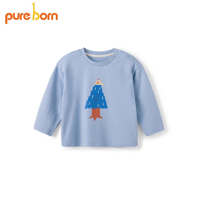 Áo Bé Trai, Bé Gái PURE BORN Vải Nỉ Da Cá Dày Ấm Ngực mặt thú, Áo Dài Cho Bé Mặc Nhà Thu Đông - T20
