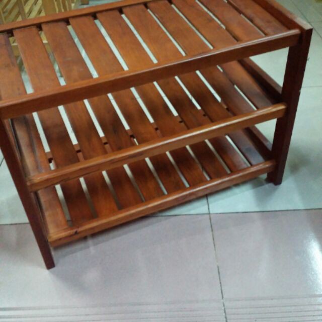 Kệ Giày Dép Gỗ Cao Su 3 Tầng Đầy Đủ Kích Thước Siêu Bền Sea Decor