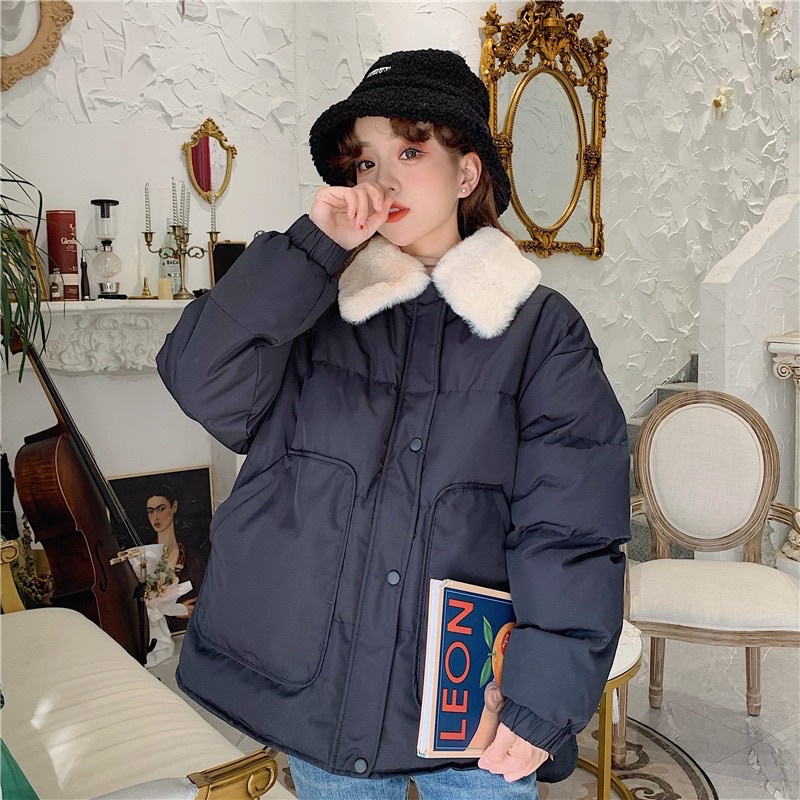 Giao Ngay 🌼Áo Phao Lông Vũ Cổ Lông Rút Eo FREE SIZE hàng Quảng Châu Cao Cấp | BigBuy360 - bigbuy360.vn