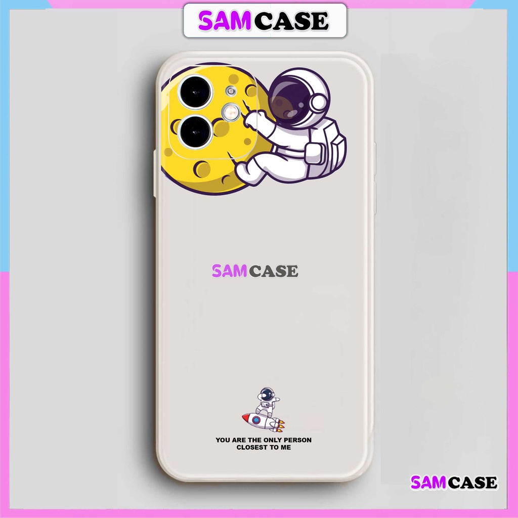 Ốp lưng iPhone Phi hành gia Cute cạnh viền vuông silicon mềm dẻo cho iphone 6/6s/7/8/X/XS/XR/11/12/13/14 Pro Plus Max