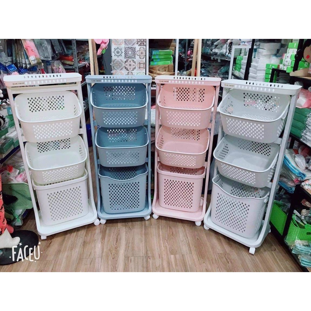 Kệ Đa Năng Việt Nhật 3 Tầng hàng đẹp Có Bánh xe Xoay 360° vô cùng tiện lợi (có video giới thiệu sản phẩm )