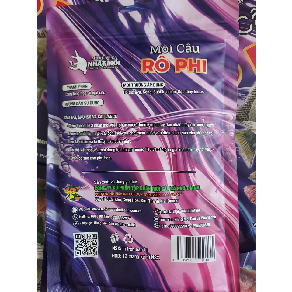 Mồi câu cá Rô Phi. Mồi câu cá Phú Thành