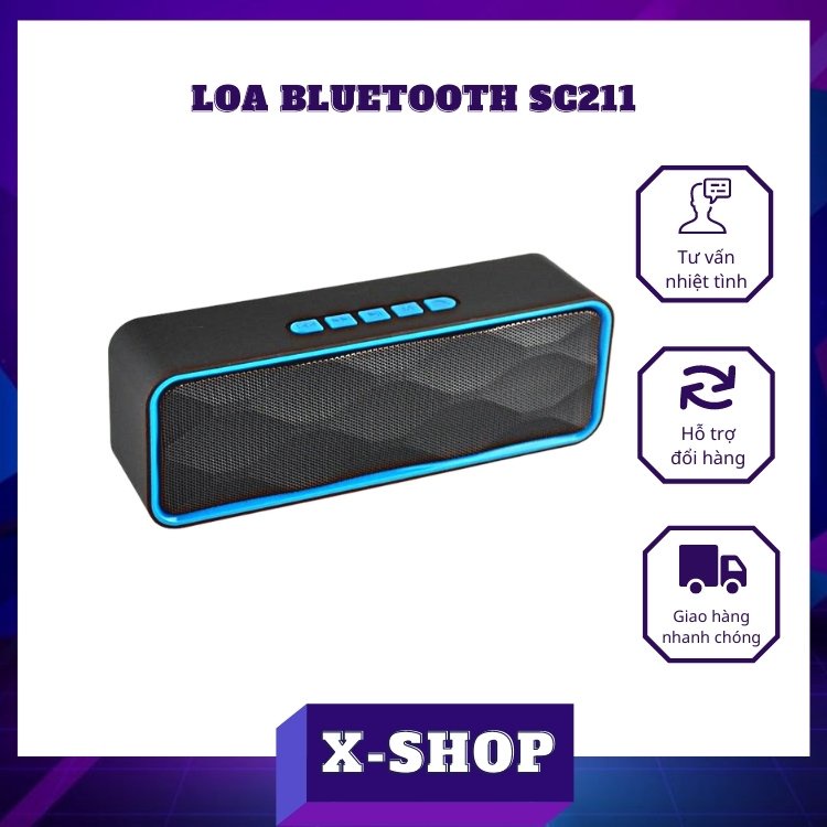 [Mã ELHACE giảm 4% đơn 300K] Loa bluetooth di động nghe nhạc không dây SC211 hỗ trợ cắm usb thẻ nhớ giá rẻ