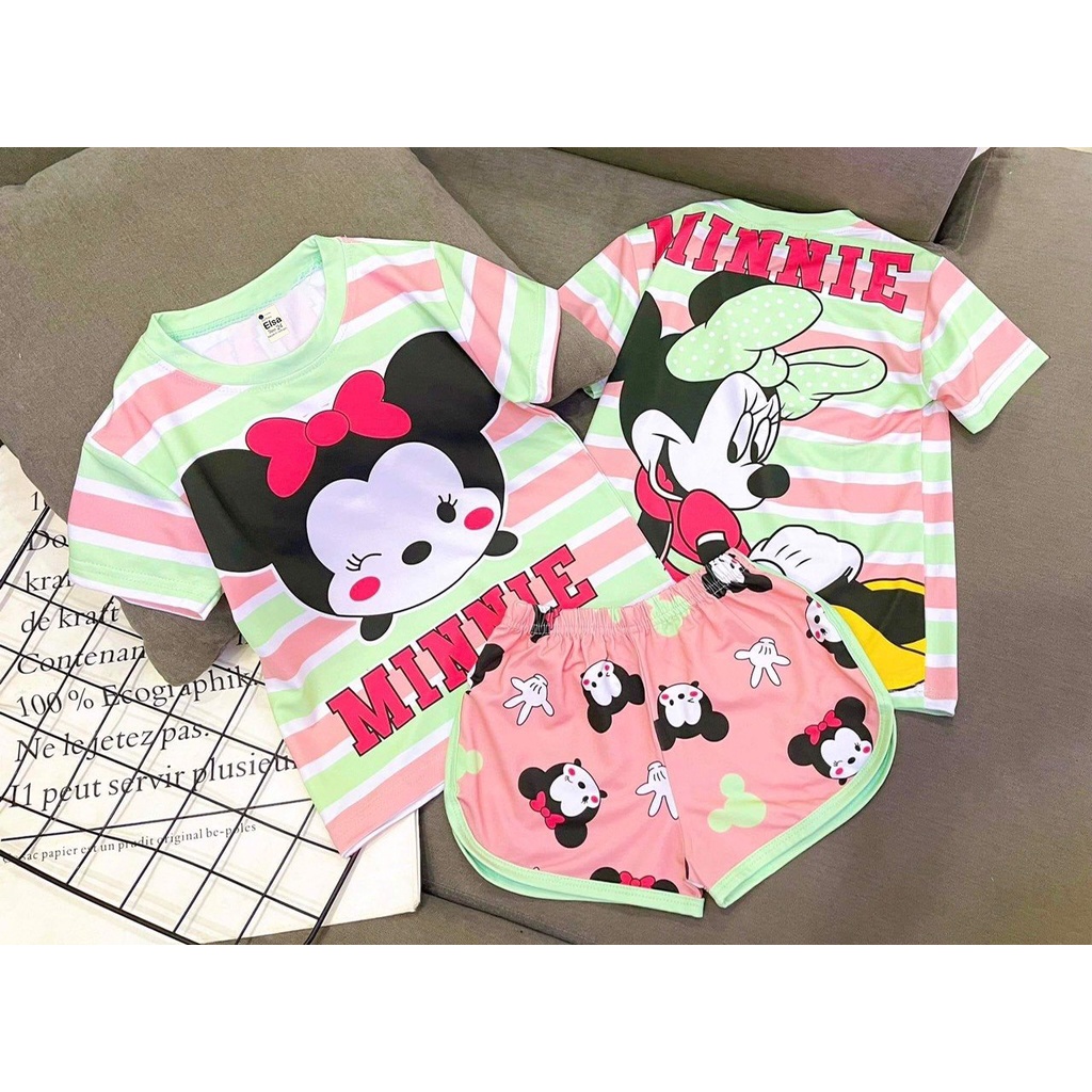 [8-40Kg] Bộ đồ bé gái quần đùi in hình 3D HOT TREND chất vải mềm mịn thoáng mát được các bé yêu thích BGS11