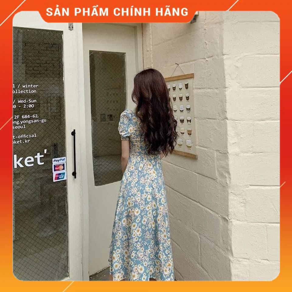 Váy hoa nhí vintage xẻ chân, Vayhoacucxanh MSP22465
