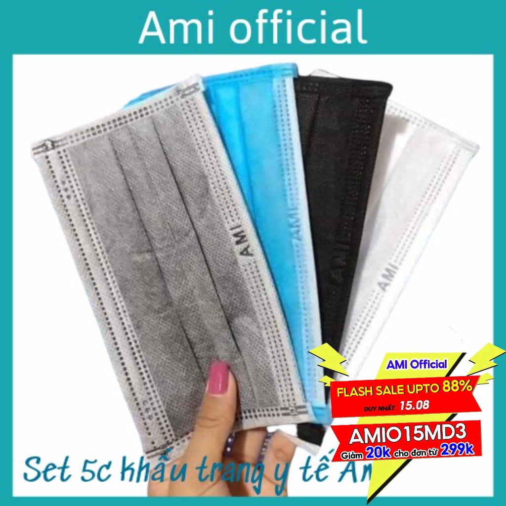 combo 5c khẩu trang y tế Ami đủ màu - Ami official