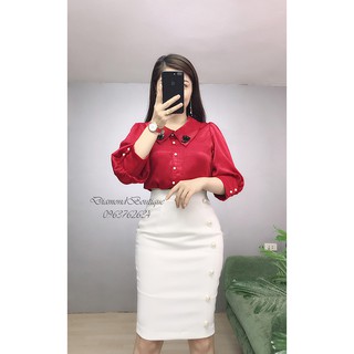 Chân váy bút chì công sở hàng cúc lệch