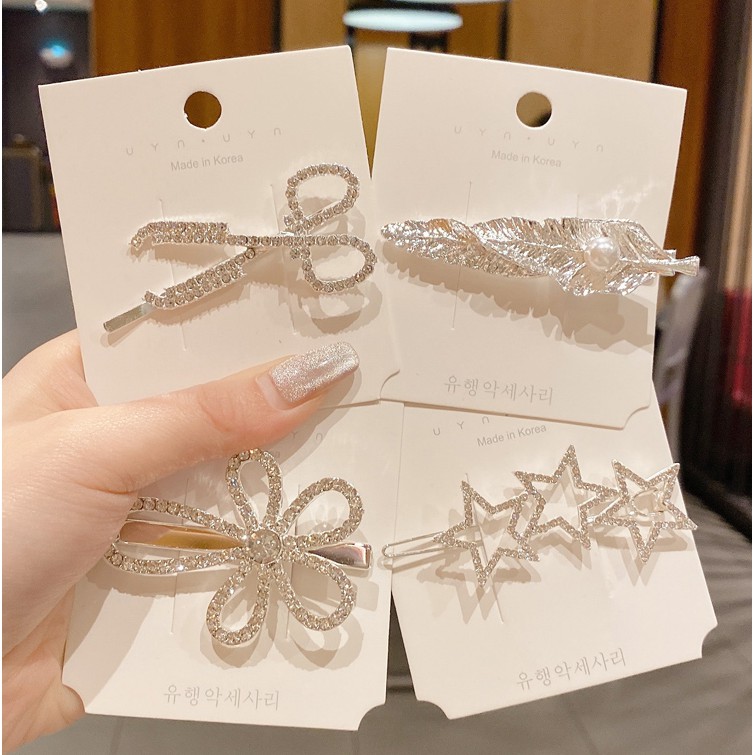 Kẹp tóc nhiều kiểu dáng thời trang đính đá lấp lánh dành cho nữ