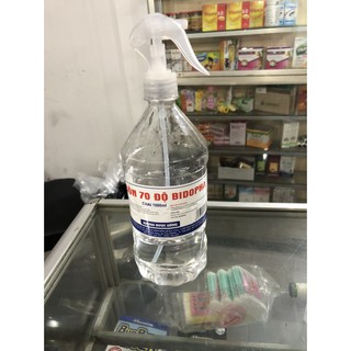 CỒN 70 ĐỘ BIDOPHAR CHAI 1000ML KÈM VÒI XỊT - DÙNG RỬA TAY, SÁT KHUẨN