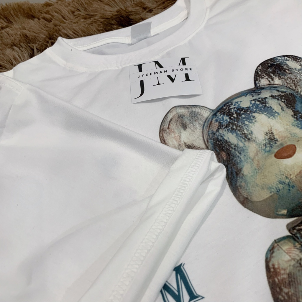 Áo thun Unisex tay lỡ form rộng in hình BearBrick đẹp, áo phông Unisex nam nữ in hình Gấu vải cotton JTeeMan - JT19