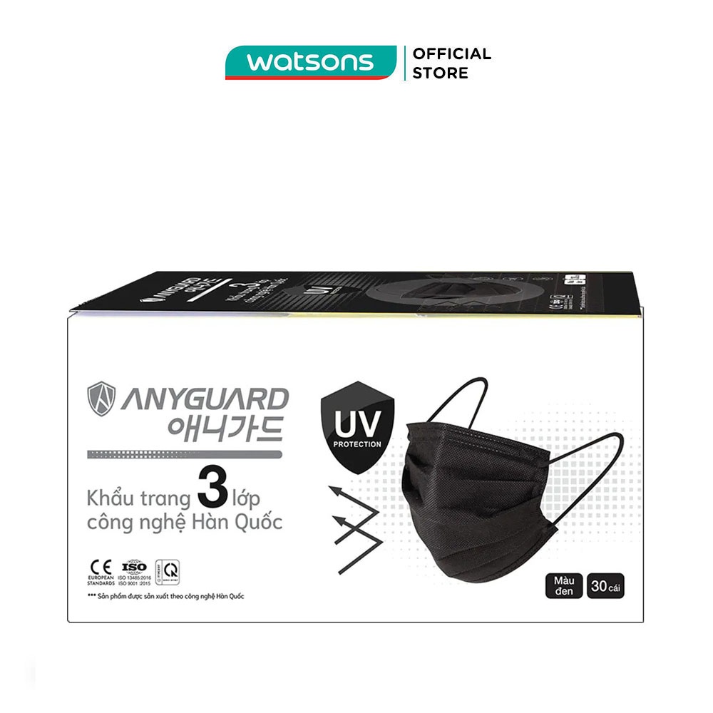 Khẩu Trang Y Tế Anyguard 3 Lớp Lọc 99% Vi Khuẩn, UV Protection (Hộp 30 Cái/ Màu Đen)