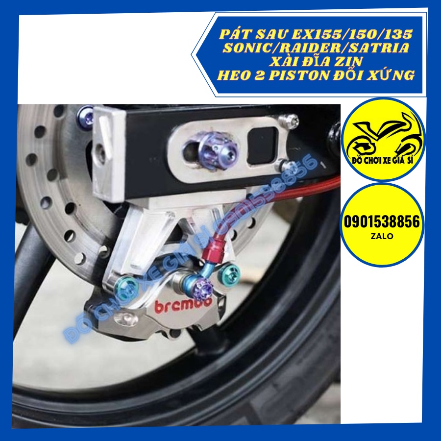 Pát Sau Ex155/150/135/Raider/Satria/Sonic xài đĩa zin Heo 2 Piston đối xứng