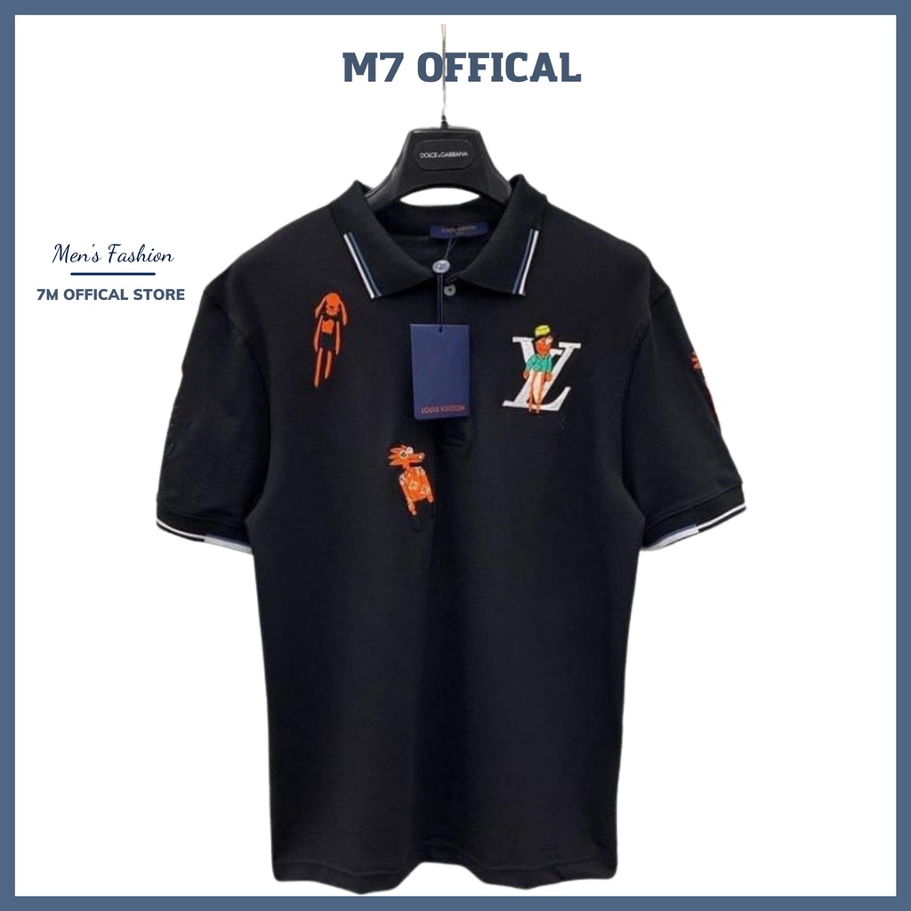 Áo thun nam POLO thêu hình cá tính M7  vải cá sấu cotton cao cấp ngắn tay sang trọng