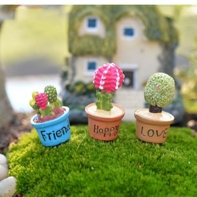 Mô hình tiểu cảnh ❤️ Cây xương rồng, sen đá giả trang trí văn phòng, nhà cửa
