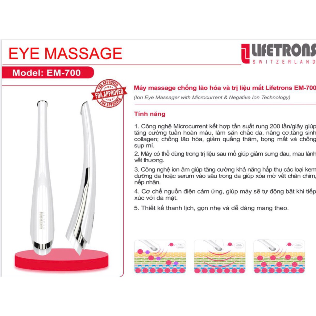 Máy massage chống lão hóa và trị liệu mắt Lifetrons EM-700