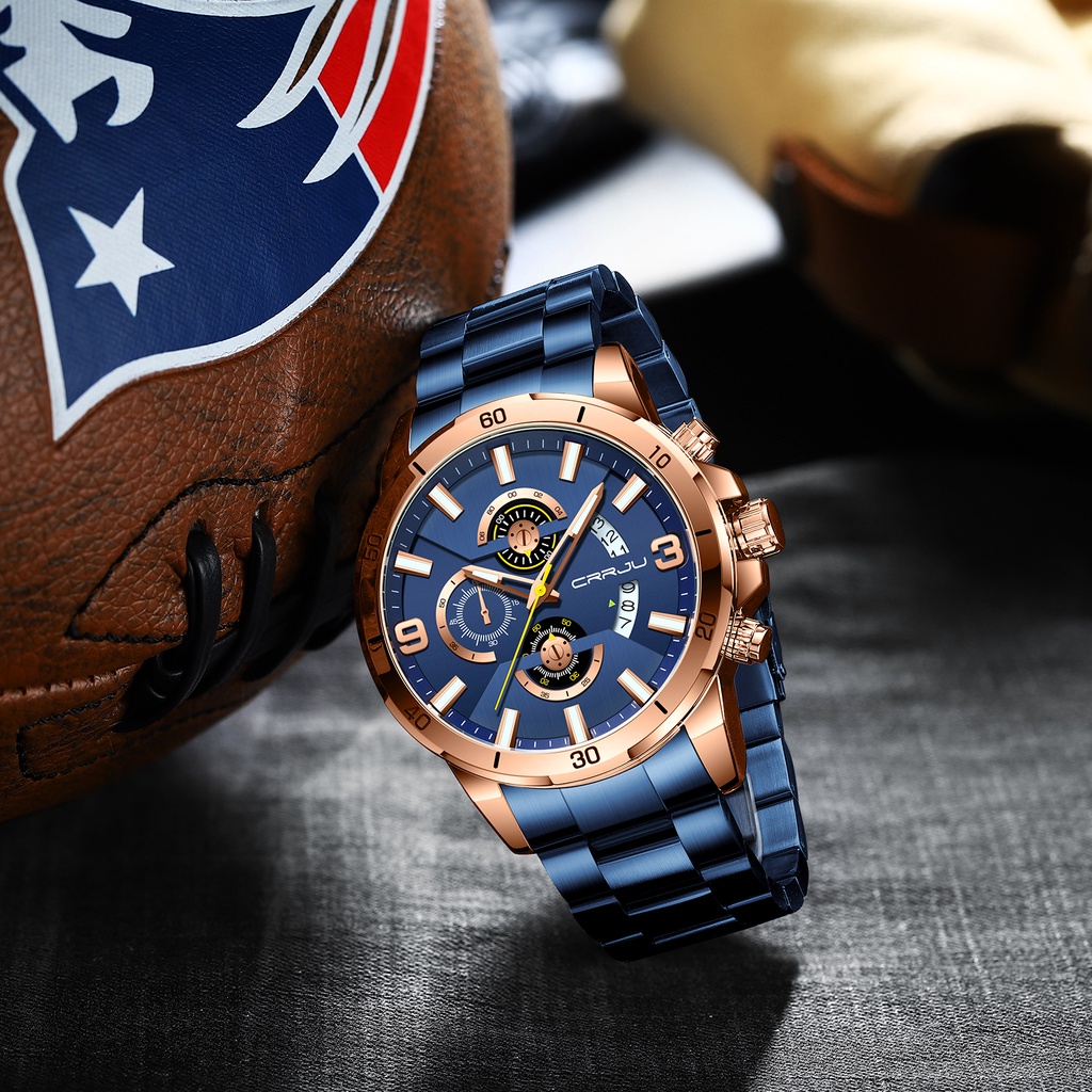 Đồng hồ CRRJU Nam Sang trọng Thể thao Thông thường Đa chức năng Thép không gỉ Thạch anh chống thấm nước 2290 X