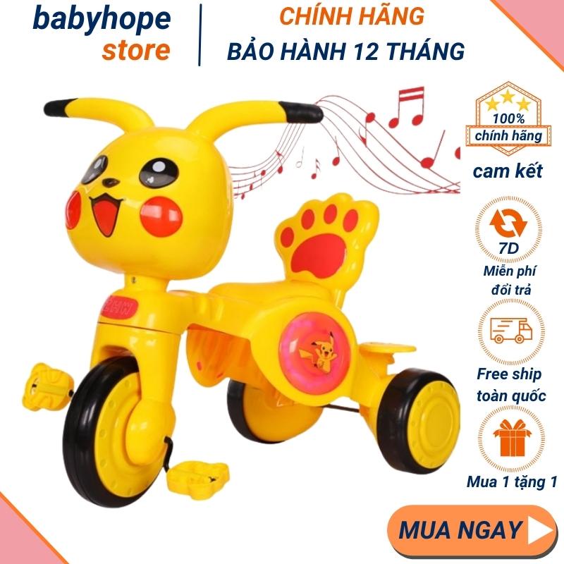 Xe đạp 3 bánh,xe cút kít pikachu- có nhạc và đèn nhựa cao cấp kiểu dáng đẹp