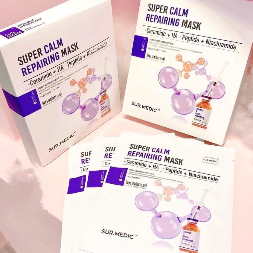 Mặt Nạ Phục Hồi Căng Mịn Trắng Da Sur.Medic+ - Full hộp (10 miếng)