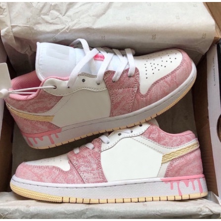 Giày Jordan Cổ Thấp Nữ, Giày JD Jordan 1 Low Kem Chảy Thời Trang Full Box