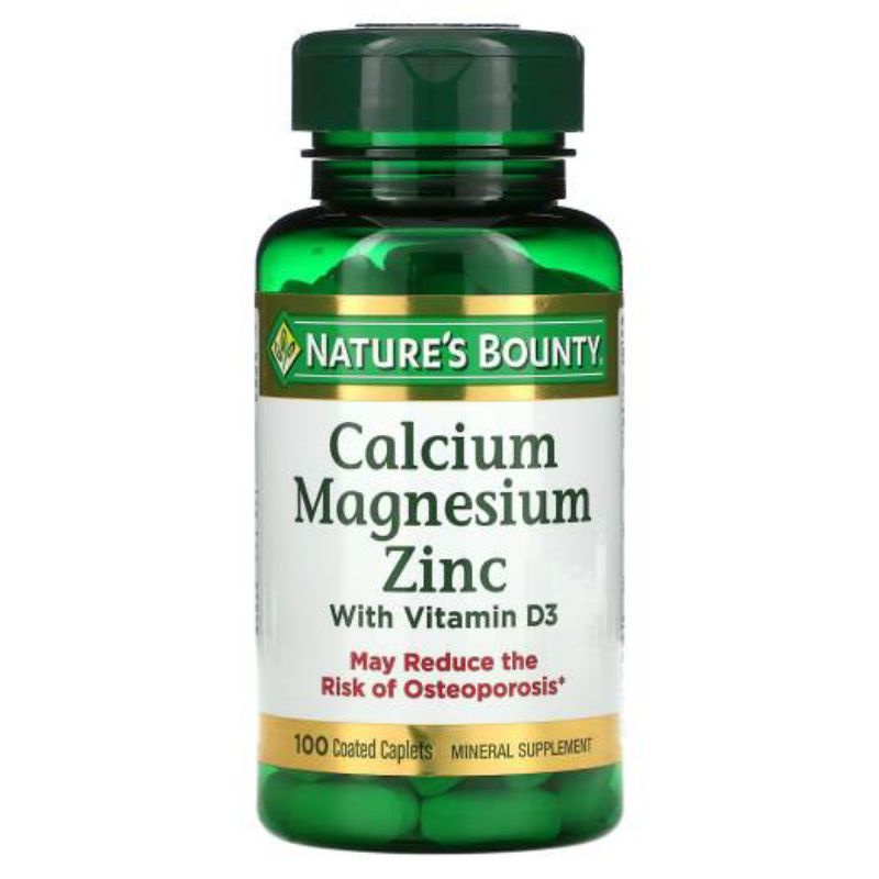 [Date 2025] Viên uống bổ sung Canxi magie kẽm, Calcium Magnesium Zinc Nature's Bounty100v