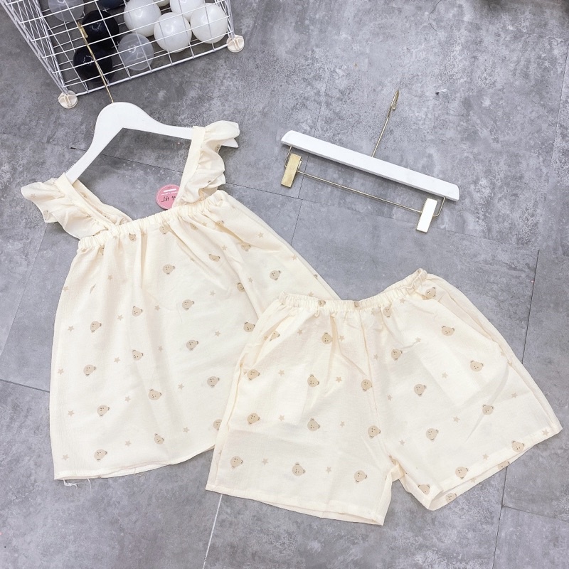 Bộ ngủ mặc nhà chất đũi xốp hai dây cánh tiên đồ ngủ xinh dễ thương