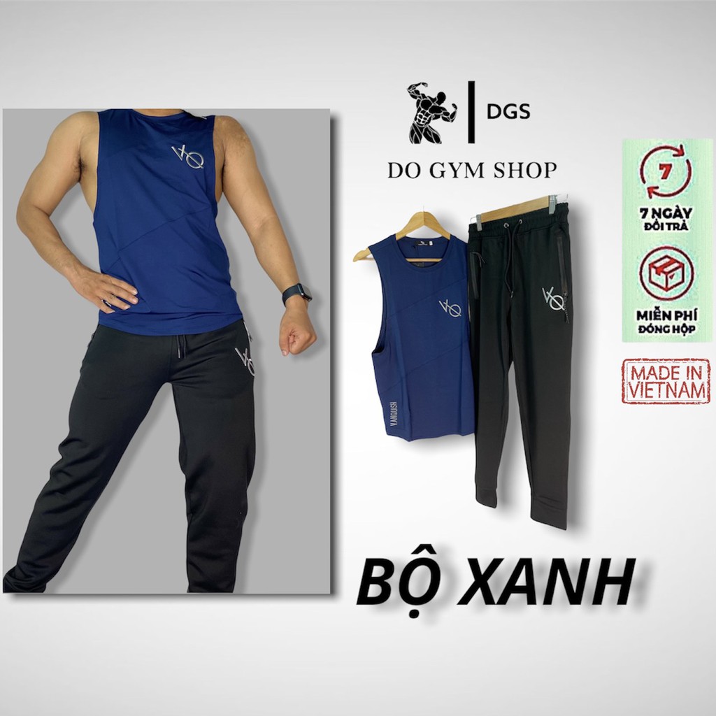 Bộ đồ thun nam thể thao DO GYM SHOP form thể thao, thun co giãn 4 chiều thoáng mát, logo thêu không bông tróc