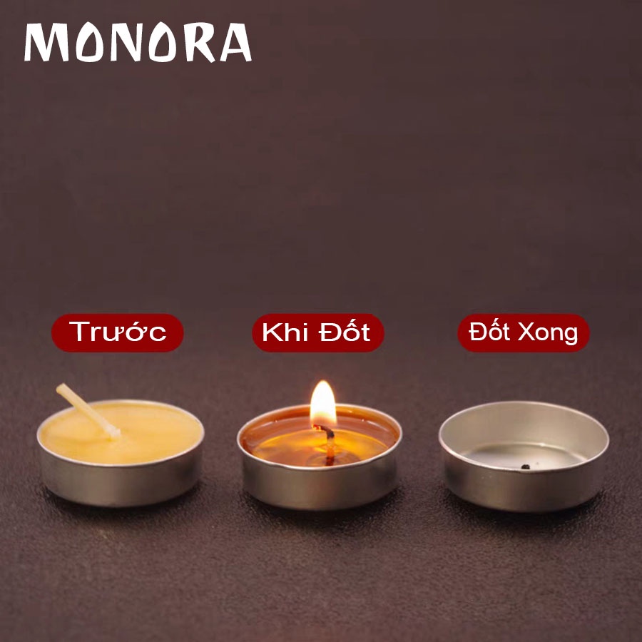 Nến Thơm Thiên Nhiên Tealight Mini Hương Bơ tự nhiên MONORA T21, nung sáp con dấu