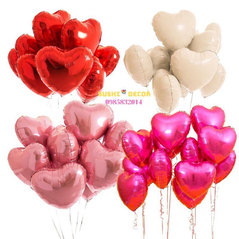 Bóng bay trái tim size 18 inch , bóng tráng nhôm trái tim cỡ đạitrang trí sinh nhật tiệc cưới
