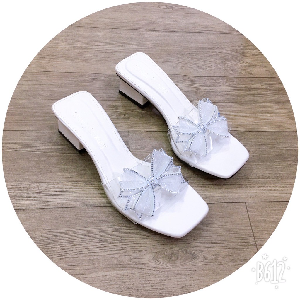 DÉP NỮ THỜI TRANG NƠ THẮT DA MỀM ÊM CHÂN