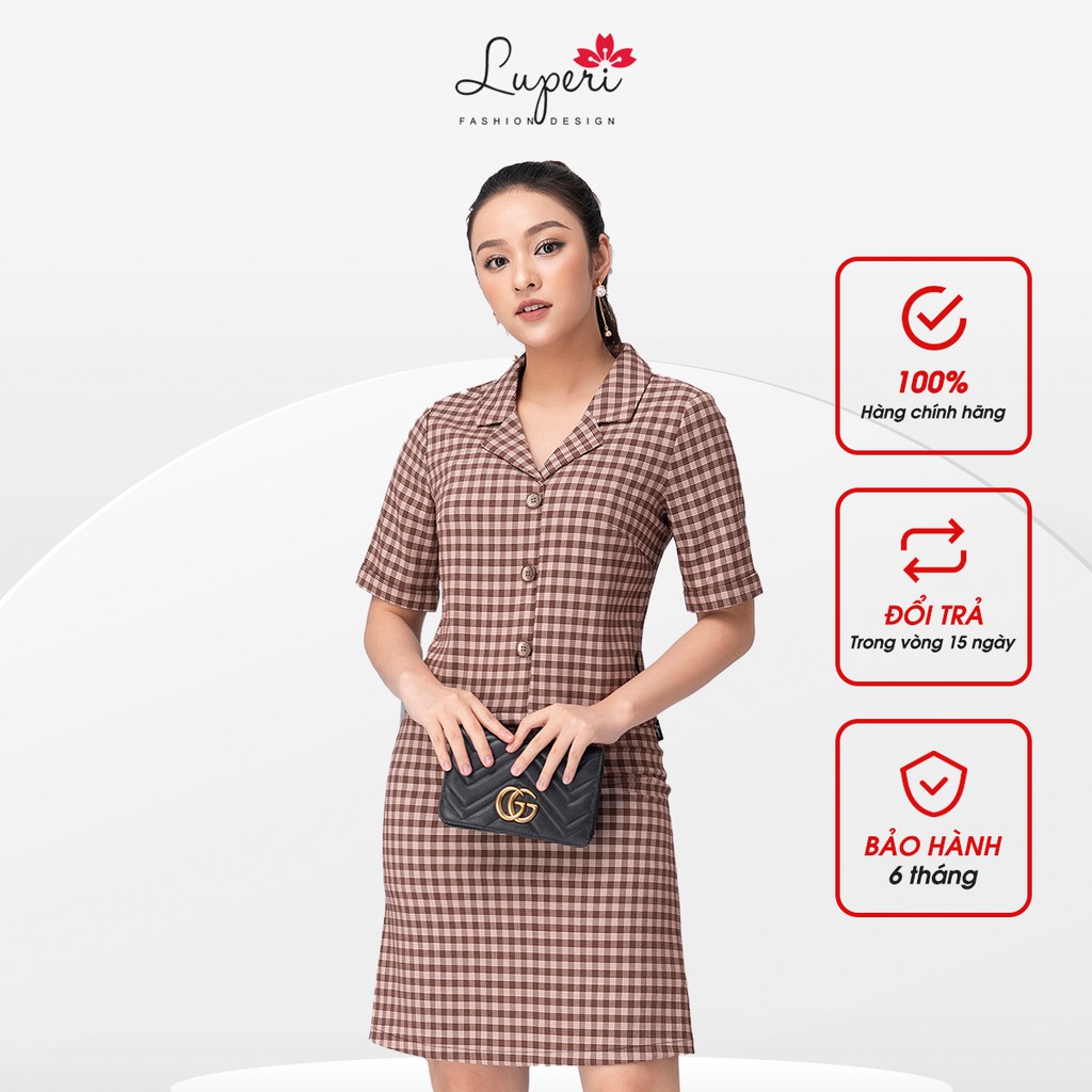 Set Váy Nữ Kẻ Caro Cao Cấp LUPERI Dáng Áo Croptop Tay Ngắn Kết Hợp Chân Váy Bút Chì Suông Nhẹ LFSB491