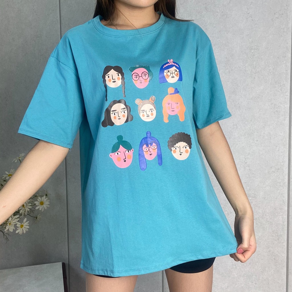 Áo thun nữ cổ tròn in nhiều hình