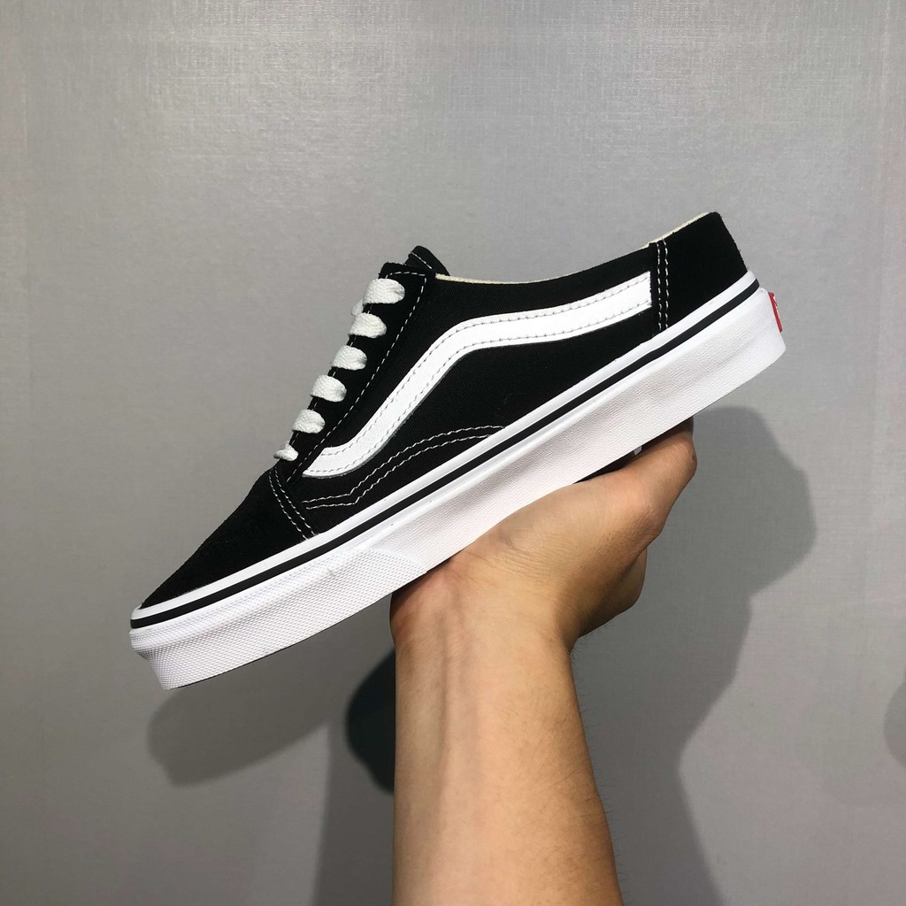 (𝗖𝗵𝗶́𝗻𝗵 𝗵𝗮̃𝗻𝗴 - 𝗙𝗮𝗸𝗲 đ𝗲̂̀𝗻 𝘅𝟭𝟬𝟬 | M - Waffle) Giày VANS Old Skool Mule Black - VN0A3MUS6BT (Full box túi vải)