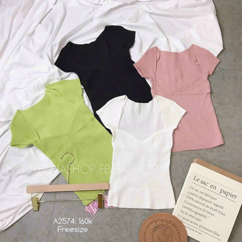 Áo Len Ôm Body Tay Ngắn Màu Sắc Đơn Giản Cổ Vuông Trẻ Trung | Smide Clothing